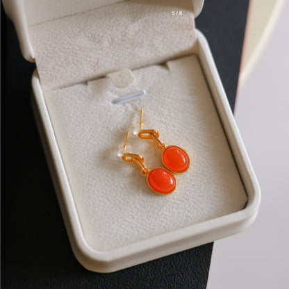Natural Nanhong Agate Earrings