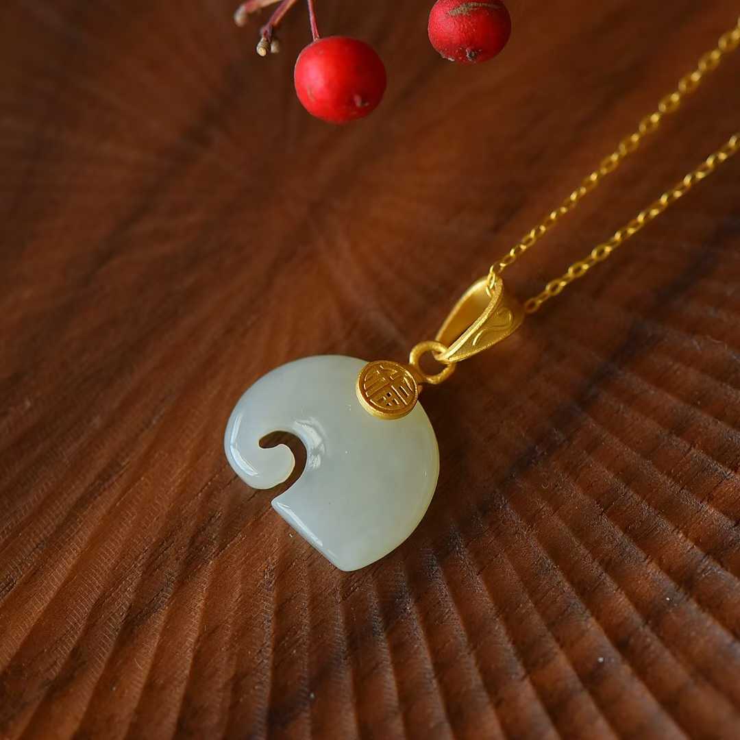 925 Silver-Inlaid Hetian Jade Pendant with "Auspicious Elephant" Design