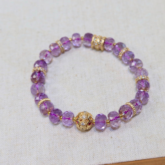 Natural Amethyst Faceted Bracelet