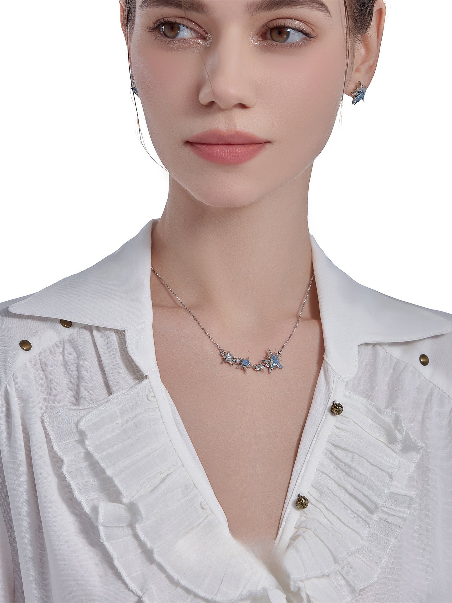 Ice blue starburst necklace