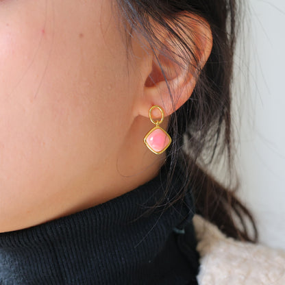 Natural Queen Shell Rectangle Earrings