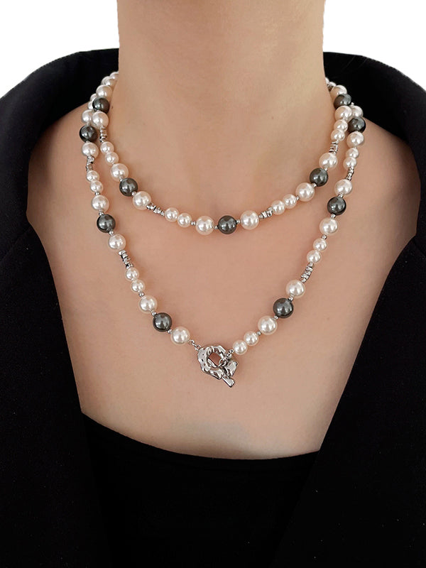 Colored pearl stacking necklace for clothing