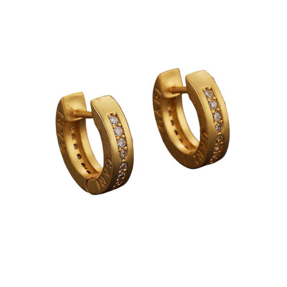 Simple high-end vintage zircon c-shaped earrings - jewelryweilin