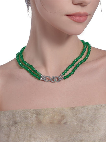 Green double-layer snake necklace