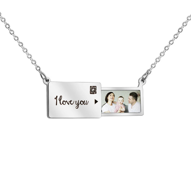 Custom pull-out photo pendant necklace