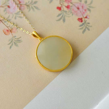 925 Silver Inlaid Nephrite "Hehe Youming" Pendant