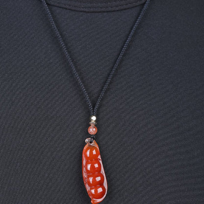 Natural Red Rabbit Hair Crystal Four-Season Bean Pendant