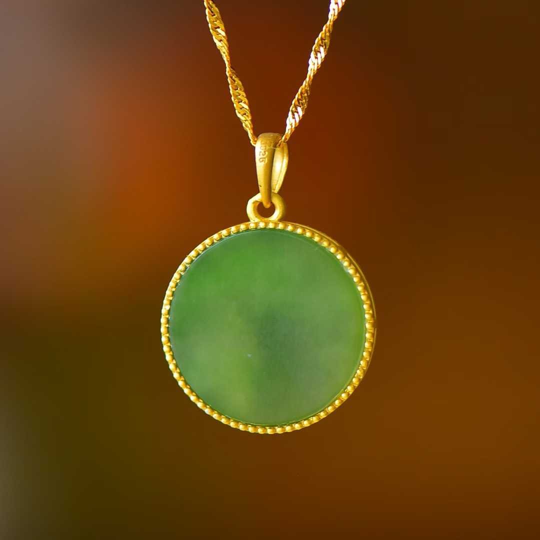 925 Silver - Inlaid Green Jadeite Baby Buddha Pendant - jewelry - weilin.com