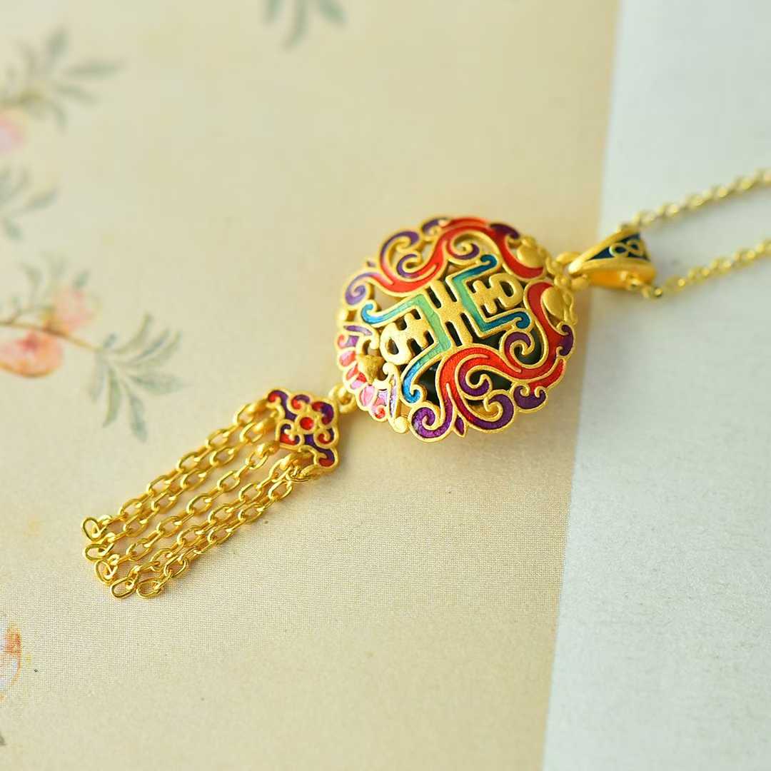 925 Silver - Inlaid Hetian Green Jade Pendant with Single - Sided "Dragon Blessing" Design & Tassel - jewelry - weilin.com