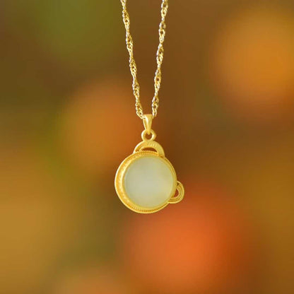 925 Silver - Inlaid Hetian Jade Pendant (Dynamic Snake Silhouette Design) - jewelry - weilin.com