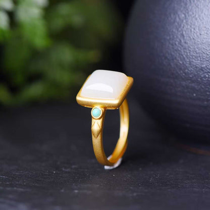 925 Silver Inlaid Hetian Jade Ruyi Lock Set - jewelry - weilin.com