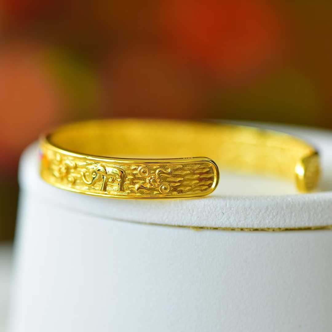 925 Silver Inlaid Hetian Jadeite (Jasper) "Auspicious Elephant & Ruyi" Bracelet - jewelry - weilin.com