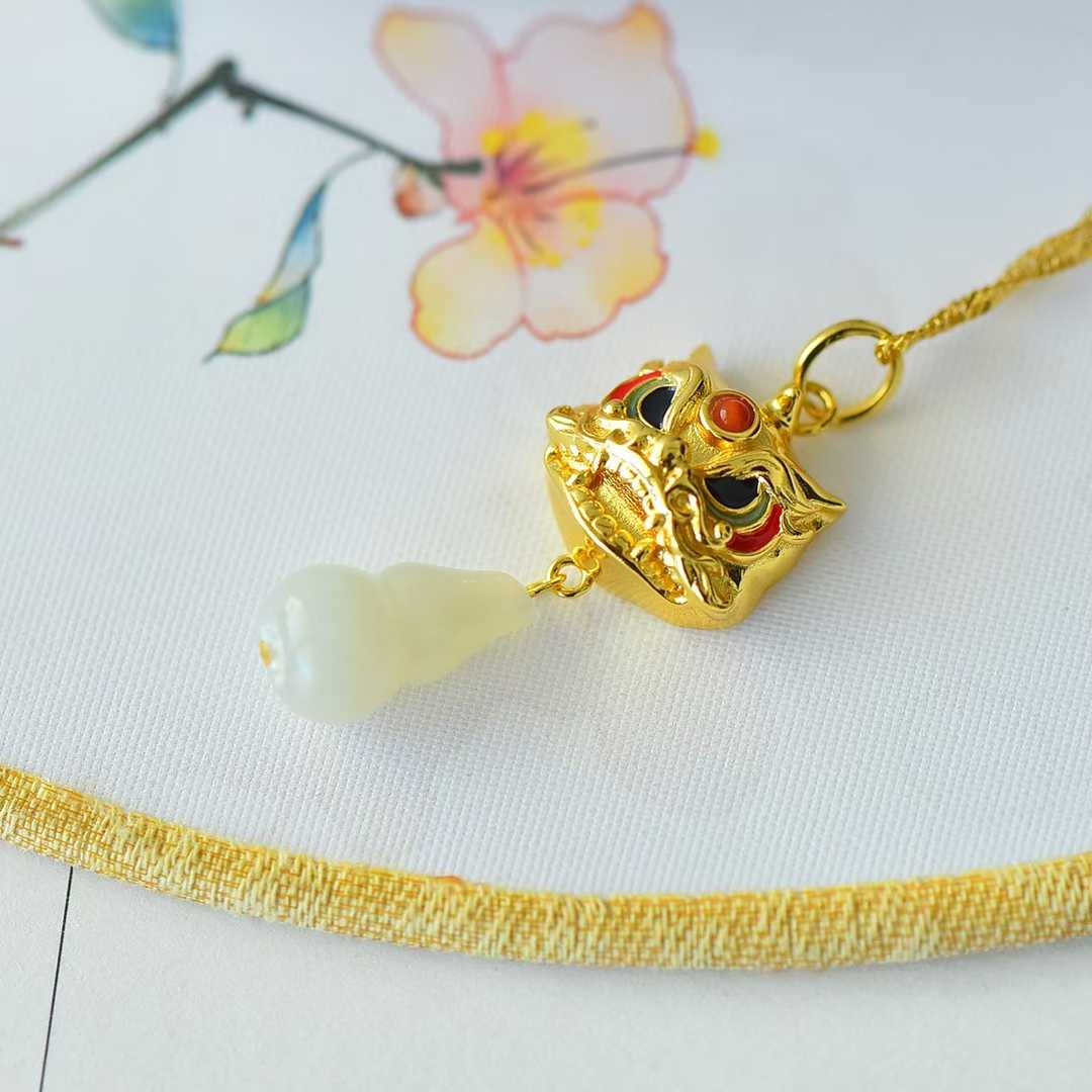 925 Silver Inlaid Hetian Nephrite "Blessings, Emoluments & Lifetime Prosperity, All Wishes Come True" Pendant - jewelry - weilin.com