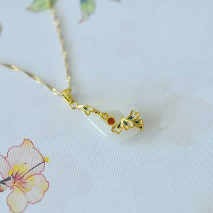 925 Silver Inlaid Hetian Nephrite Hollowed - Out Water Drop & Phoenix Pendant - jewelry - weilin.com