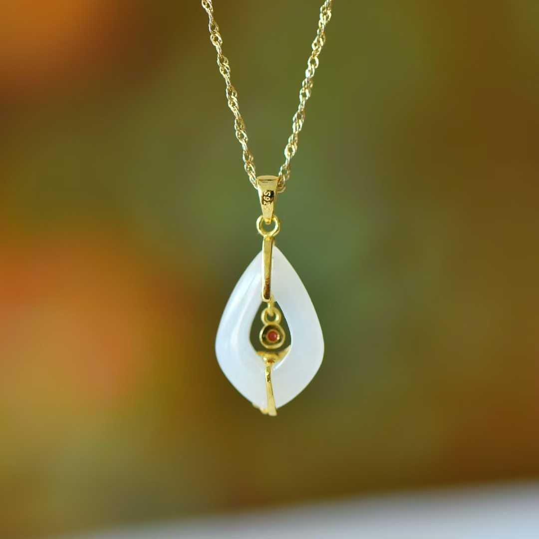 925 Silver Inlaid Hetian Nephrite Hollowed - Out Water Drop & Phoenix Pendant - jewelry - weilin.com
