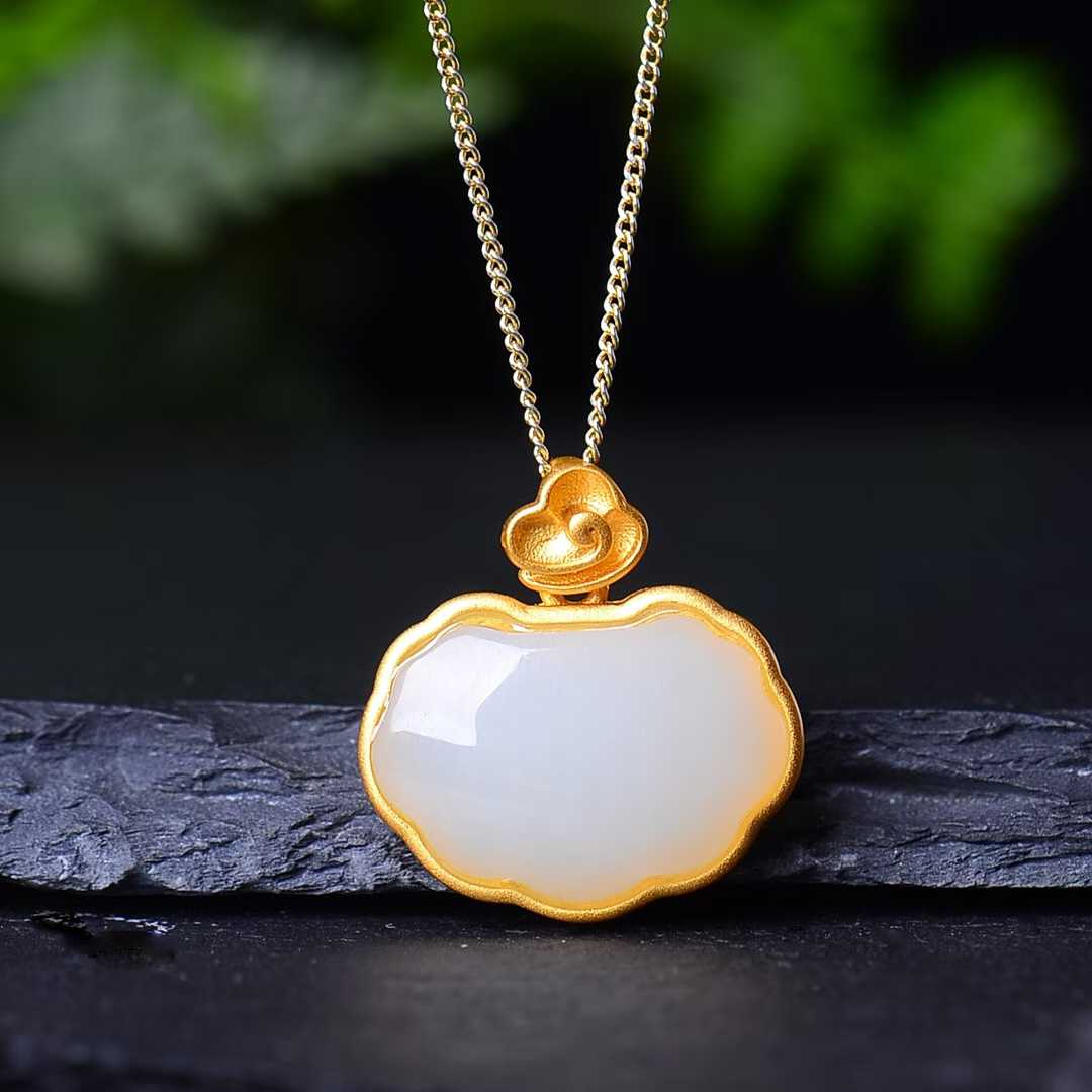 925 Silver Inlaid Hetian Nephrite Jewelry Set - jewelry - weilin.com