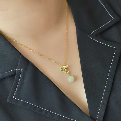 925 Silver Inlaid Hetian Nephrite "Mermaid" Pendant - jewelry - weilin.com