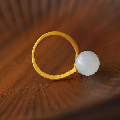 925 Silver Inlaid Hetian Nephrite Mermaid Tail Ring - jewelry - weilin.com