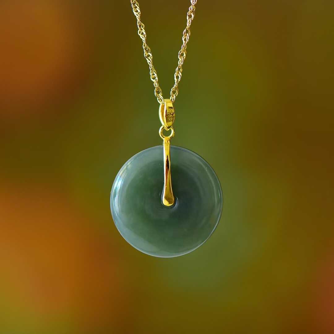 925 Silver Inlaid Hetian Nephrite "Peace Buckle & Gourd" Pendant - jewelry - weilin.com