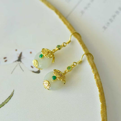 925 Silver Inlaid Hetian Nephrite "Peace & Smoothness" Jewelry Set - jewelry - weilin.com