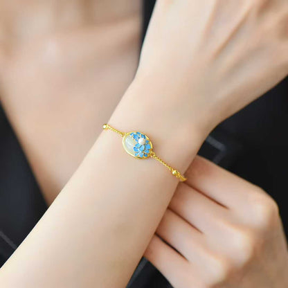 925 Silver Inlaid Hetian Nephrite Peony Bracelet - jewelry - weilin.com