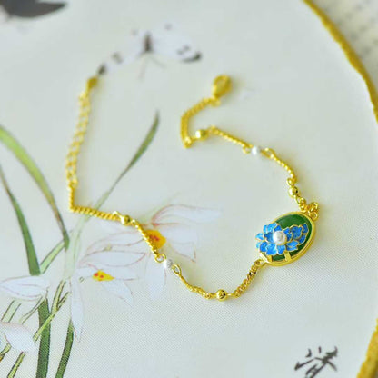 925 Silver Inlaid Hetian Nephrite "Plum Blossom & Joyful Mood" Bracelet - jewelry - weilin.com