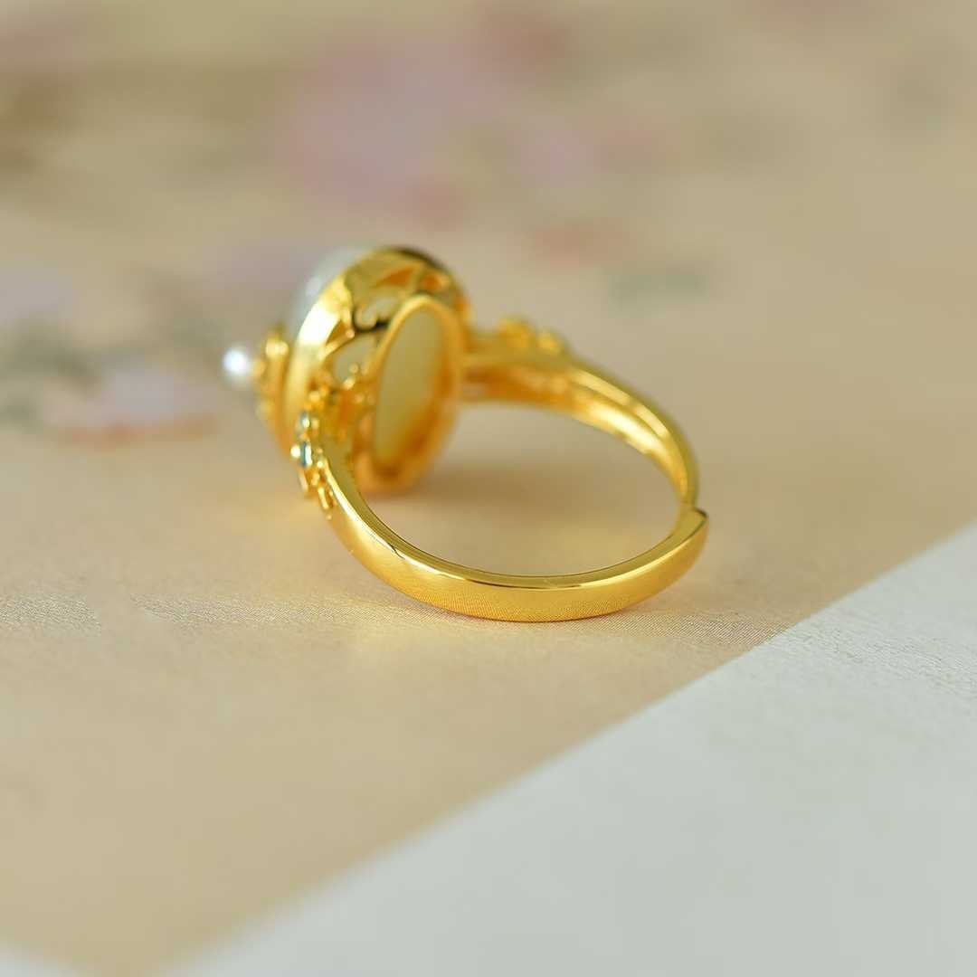 925 Silver Inlaid Hetian Nephrite "Precious as Ever" Ring - jewelry - weilin.com