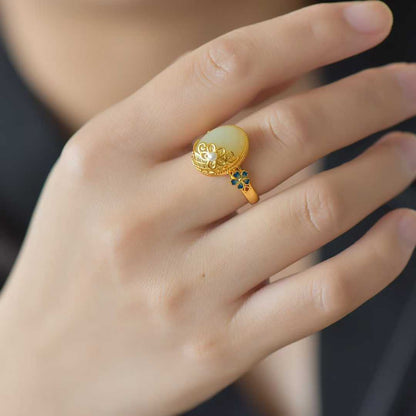 925 Silver Inlaid Hetian Nephrite "Precious as Ever" Ring - jewelry - weilin.com