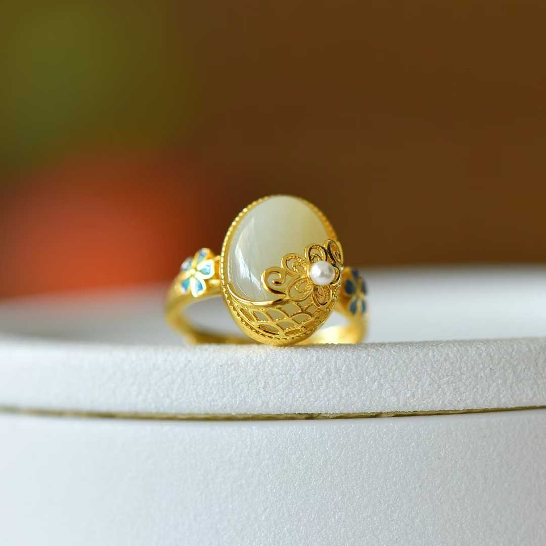 925 Silver Inlaid Hetian Nephrite "Precious as Ever" Ring - jewelry - weilin.com