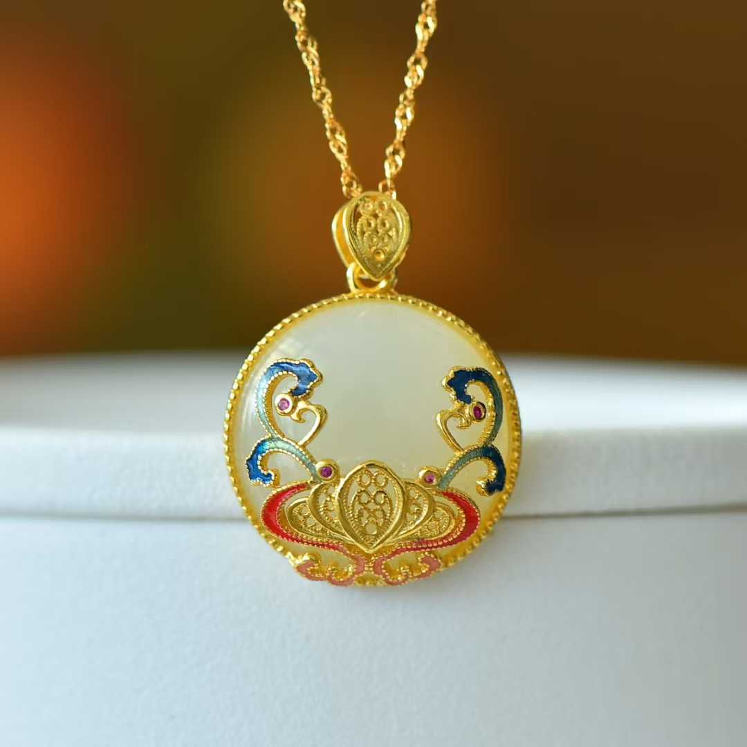 925 Silver Inlaid Hetian Nephrite "Ride the Wind and Break the Waves" Pendant - jewelry - weilin.com