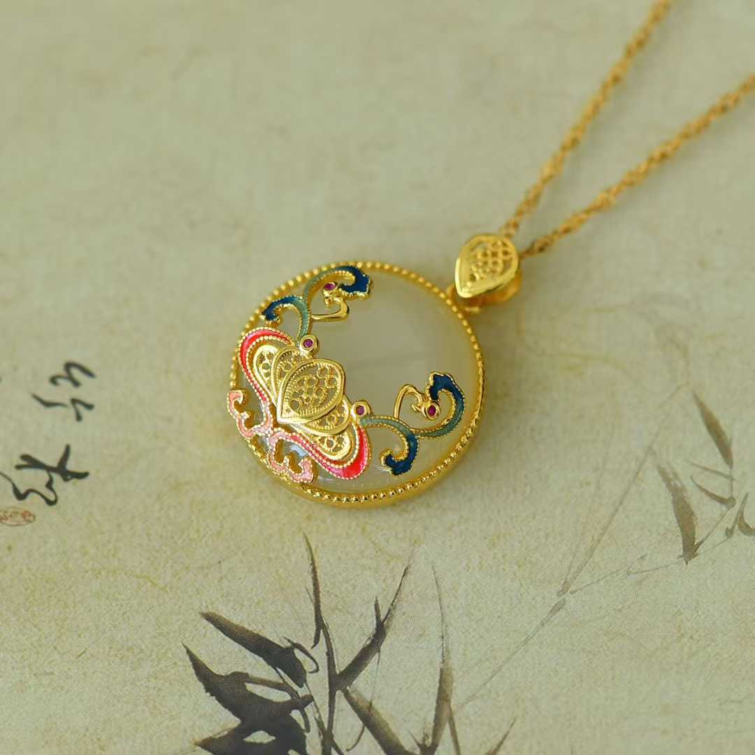 925 Silver Inlaid Hetian Nephrite "Ride the Wind and Break the Waves" Pendant - jewelry - weilin.com