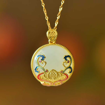 925 Silver Inlaid Hetian Nephrite "Ride the Wind and Break the Waves" Pendant - jewelry - weilin.com