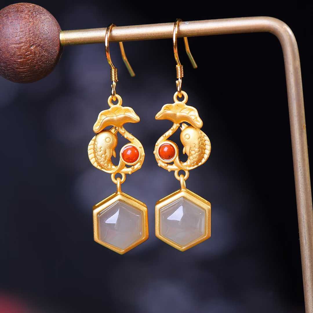 925 Silver Inlaid Hetian Nephrite "Smoky Gray" Jewelry Set - jewelry - weilin.com