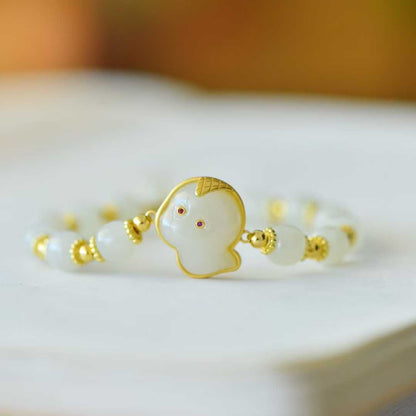 925 Silver Inlaid Hetian Nephrite "Spiritual Snake & Fortune Activation" Bracelet - jewelry - weilin.com