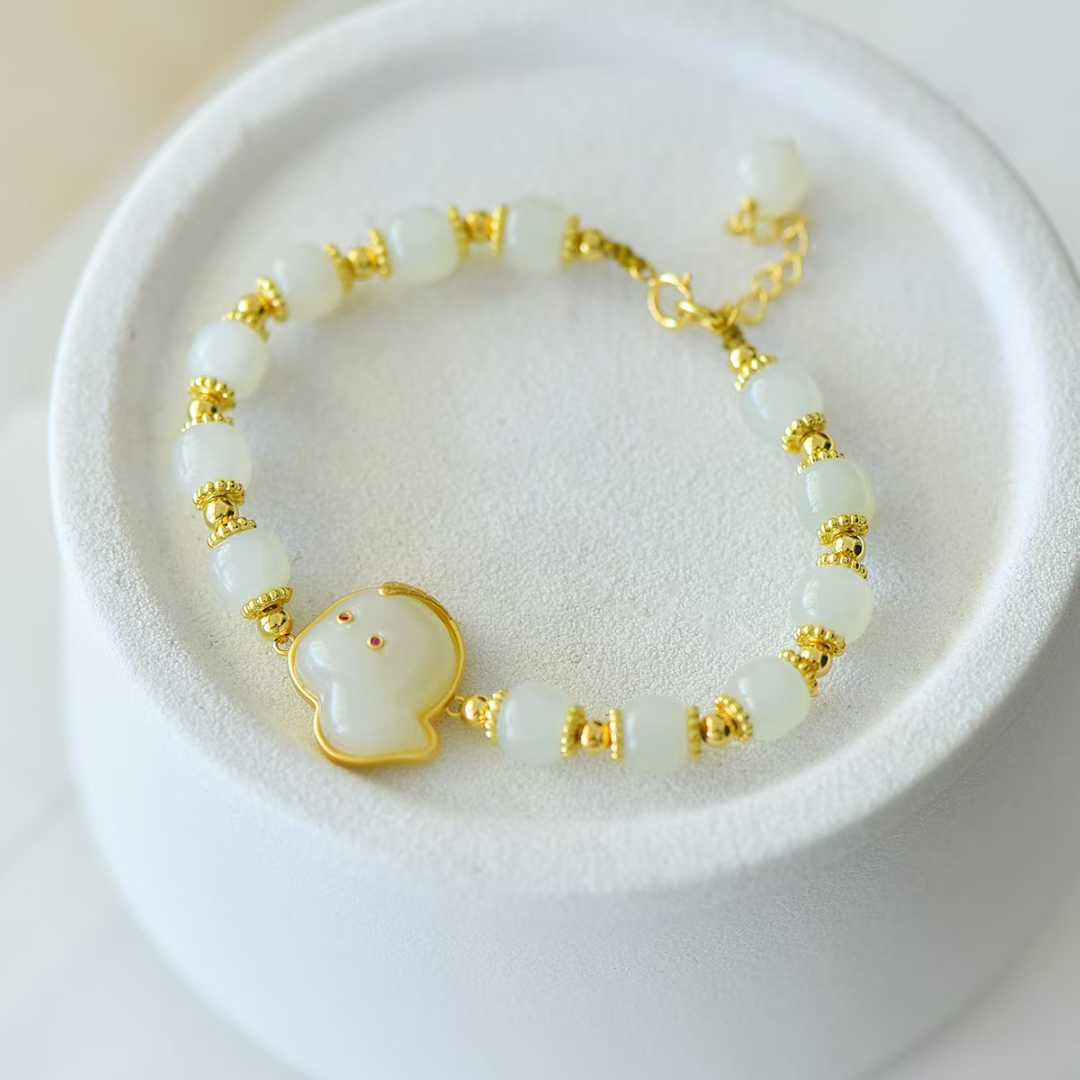 925 Silver Inlaid Hetian Nephrite "Spiritual Snake & Fortune Activation" Bracelet - jewelry - weilin.com