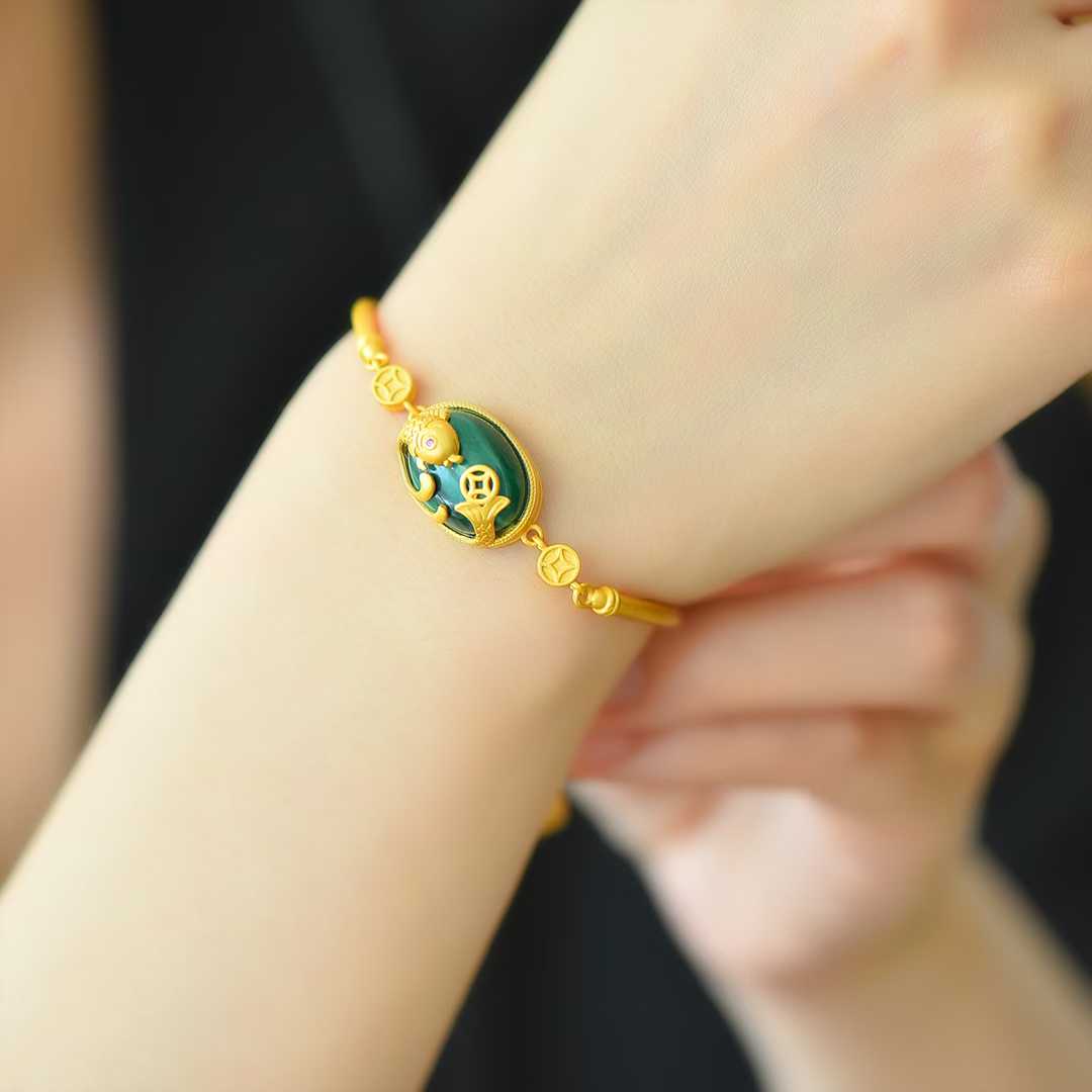 925 Silver - Inlaid Malachite Bracelet "Year After Year Surplus - jewelry - weilin.com