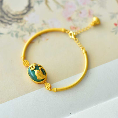 925 Silver - Inlaid Malachite Bracelet "Year After Year Surplus - jewelry - weilin.com