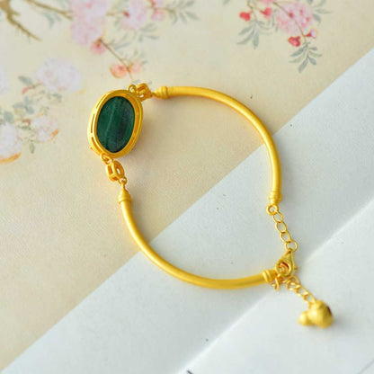 925 Silver - Inlaid Malachite Bracelet "Year After Year Surplus - jewelry - weilin.com