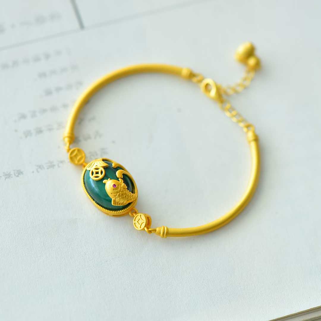 925 Silver - Inlaid Malachite Bracelet "Year After Year Surplus - jewelry - weilin.com