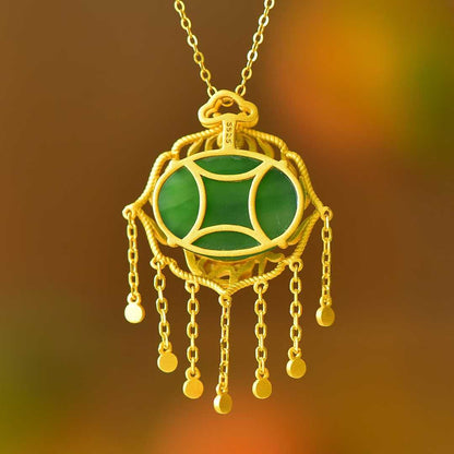 925 Silver Inlaid Nephrite "A Brilliant Journey" Pendant - jewelry - weilin.com
