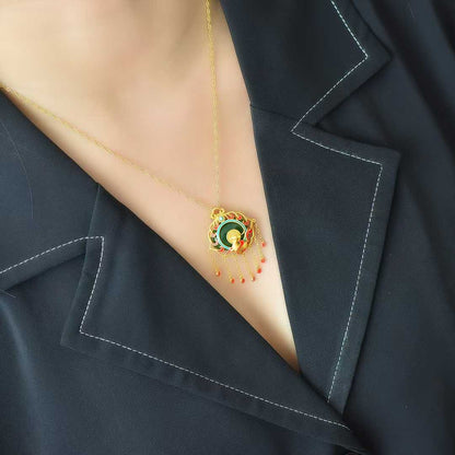 925 Silver Inlaid Nephrite "A Brilliant Journey" Pendant - jewelry - weilin.com