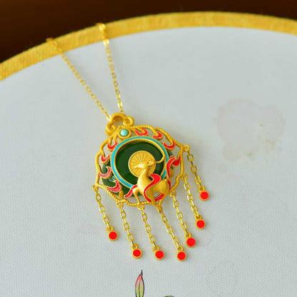 925 Silver Inlaid Nephrite "A Brilliant Journey" Pendant - jewelry - weilin.com