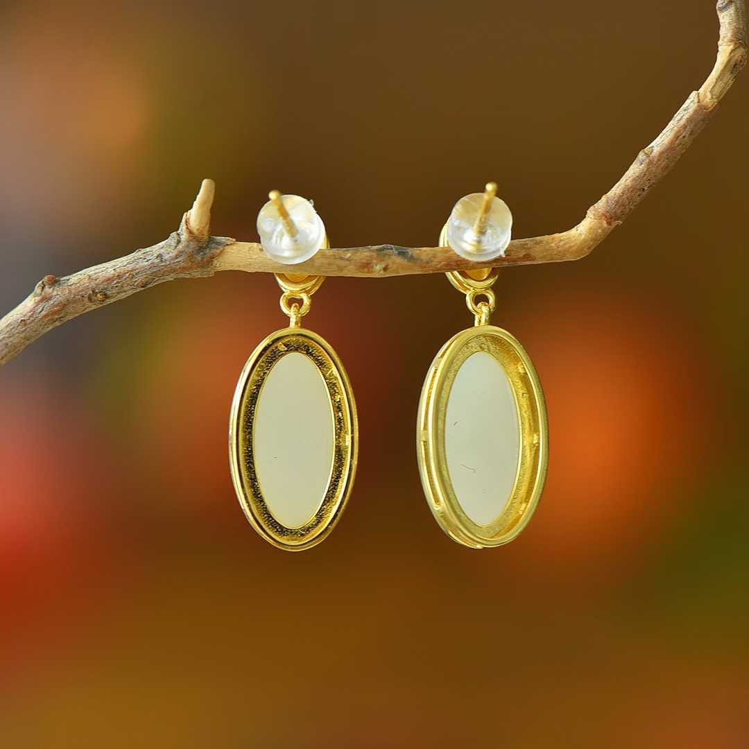 925 Silver Inlaid Nephrite "Completion Perfection" Earrings - jewelry - weilin.com