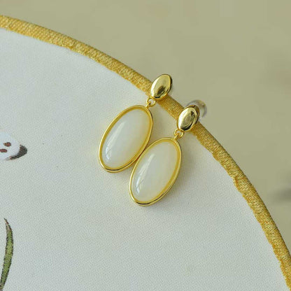 925 Silver Inlaid Nephrite "Completion Perfection" Earrings - jewelry - weilin.com