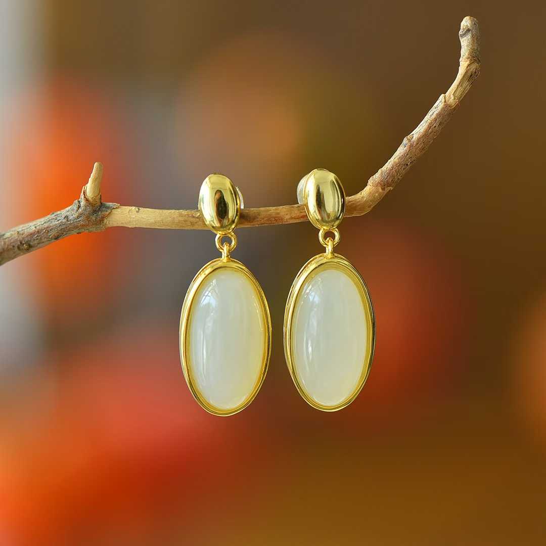 925 Silver Inlaid Nephrite "Completion Perfection" Earrings - jewelry - weilin.com