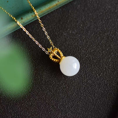 925 Silver Inlaid Nephrite Crown Pendant - jewelry - weilin.com