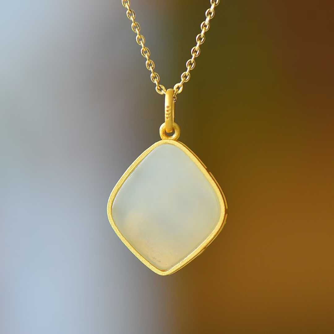 925 Silver Inlaid Nephrite Diamond - Shaped Phoenix Pendant - jewelry - weilin.com