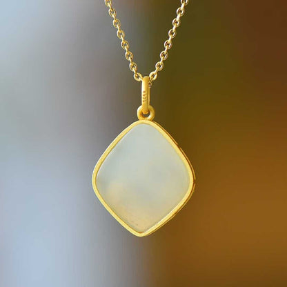 925 Silver Inlaid Nephrite Diamond - Shaped Phoenix Pendant - jewelry - weilin.com