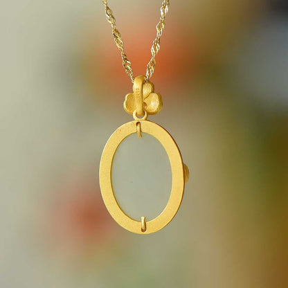 925 Silver Inlaid Nephrite "Good Fortune and Prosperity" Pendant - jewelry - weilin.com