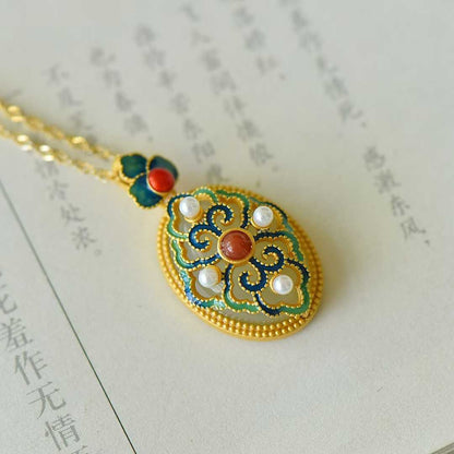 925 Silver Inlaid Nephrite "Good Fortune and Prosperity" Pendant - jewelry - weilin.com